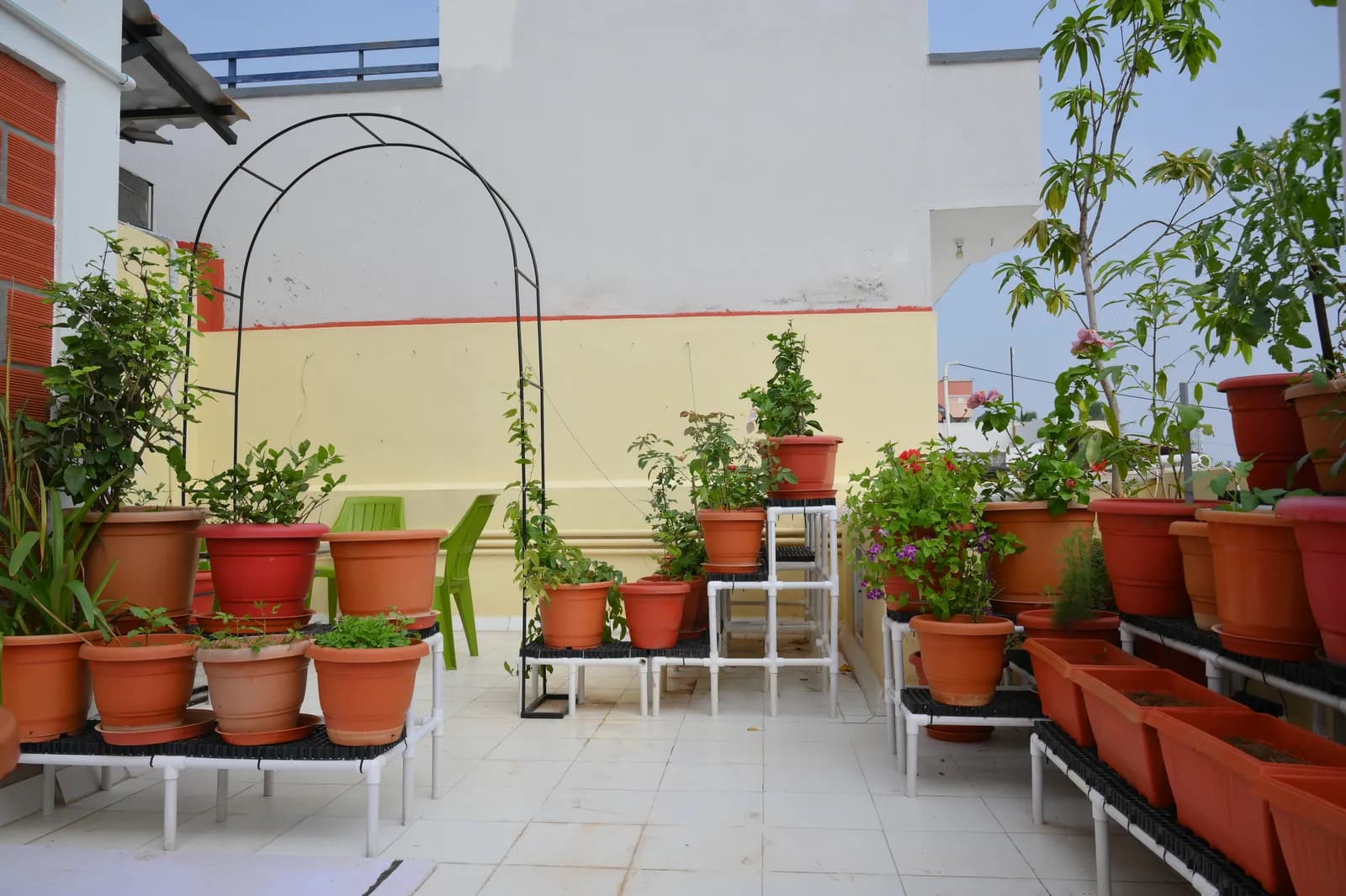 Garden view from behind the arch
